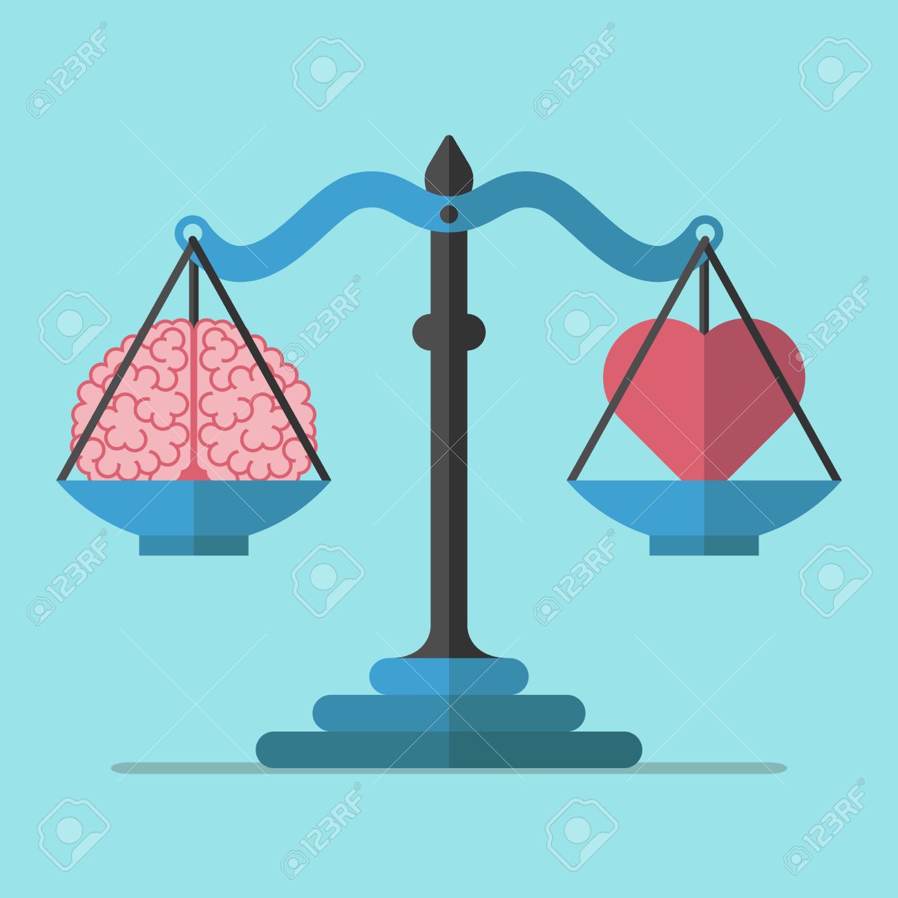 Scales Weighing Brain And Heart On Blue Background Balance Royalty Free Cliparts Vectors And Stock Illustration Image
