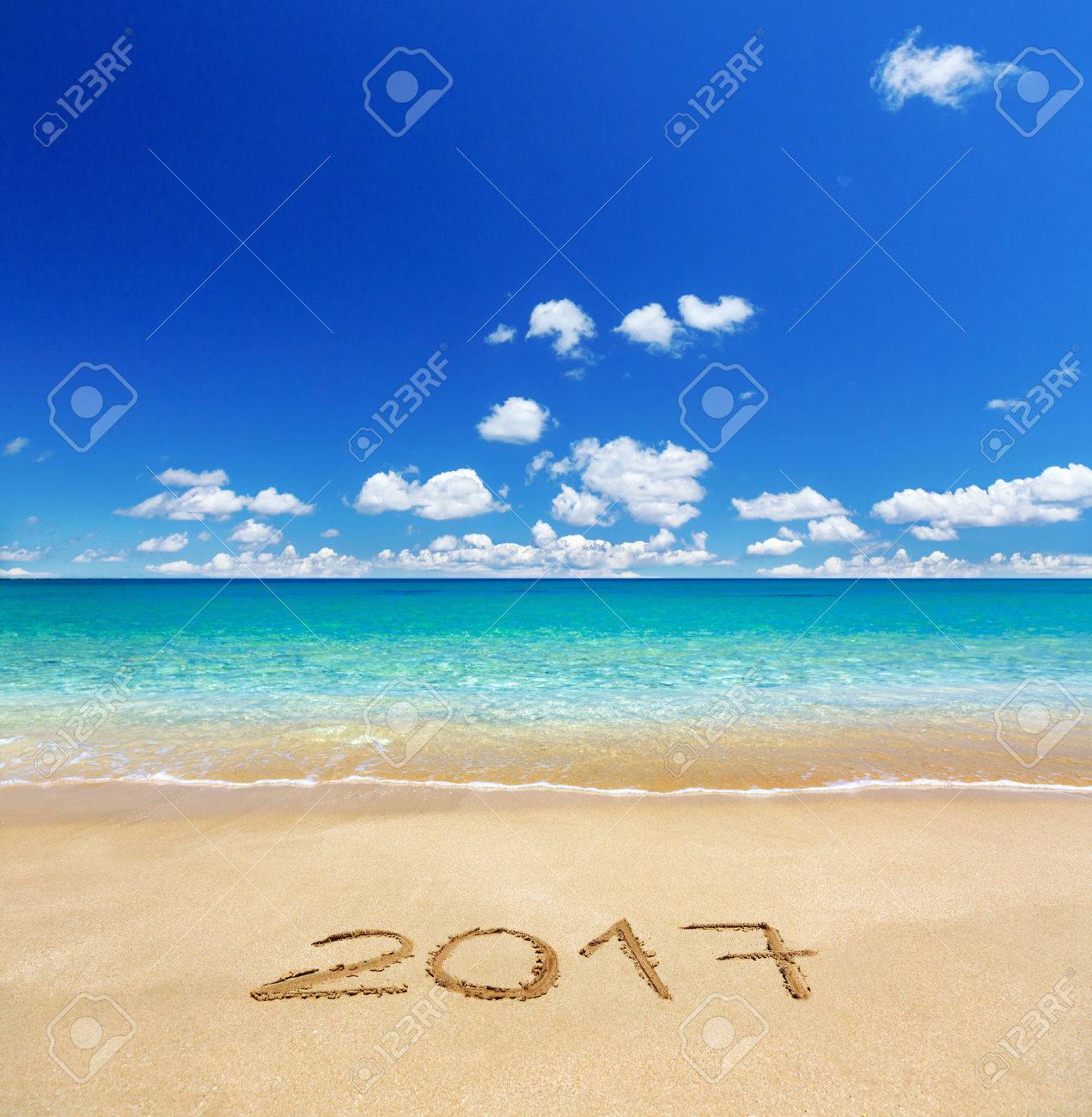 2017 written on sandy beach - 63676401 2017 written on sandy beach - 63676401