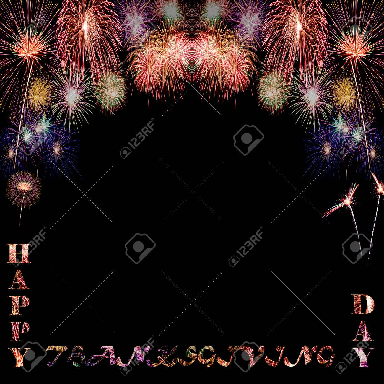 Happy Thanksgiving Day Celebration Concept With Fireworks Text And  Beautiful Fireworks In The Night Stock Photo, Picture And Royalty Free  Image. Image 66365955.