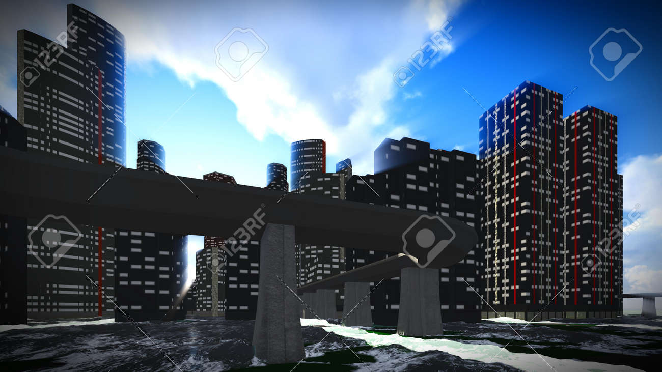 tsunami devastating the city stock photo picture and royalty free