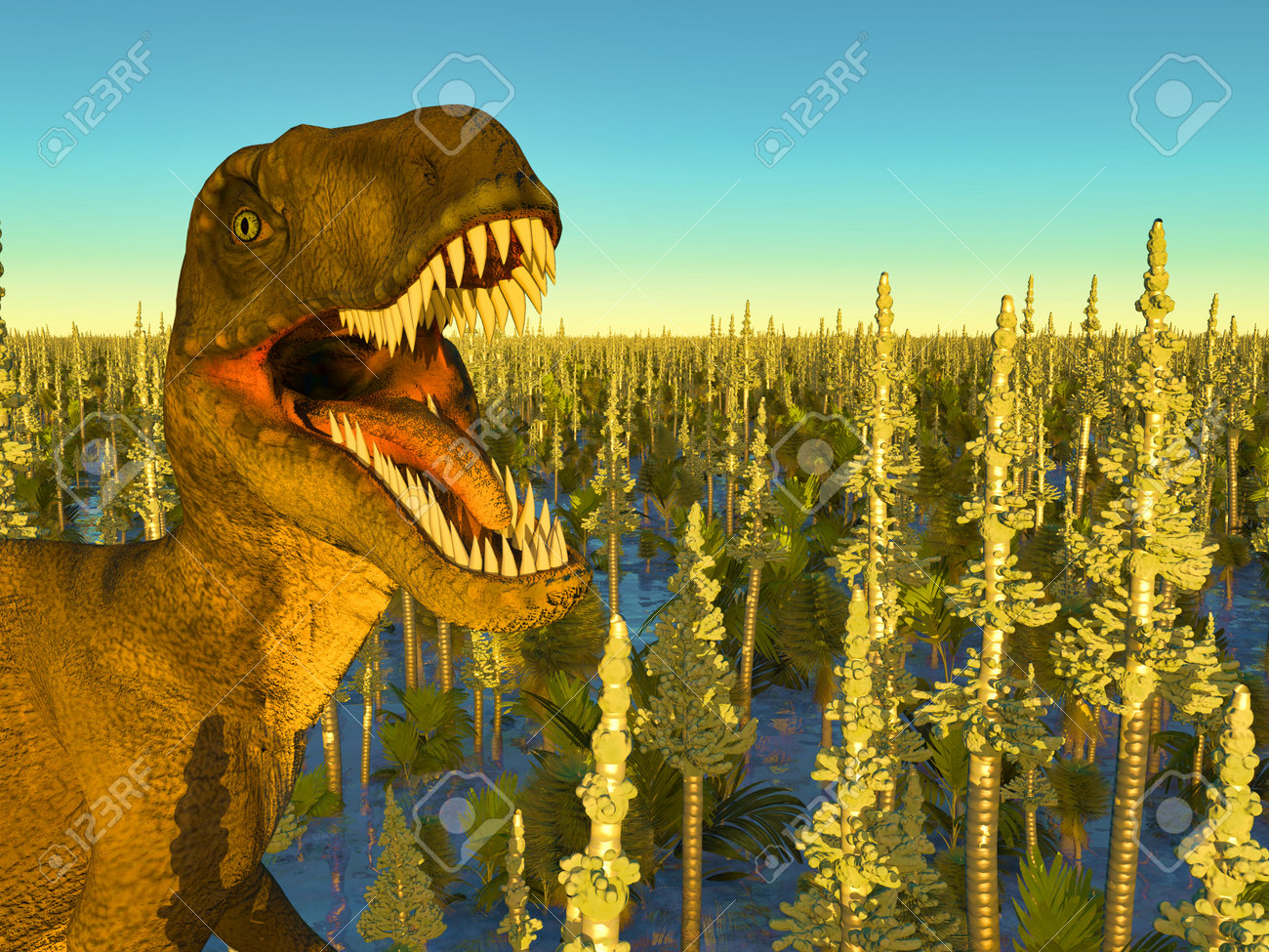 velociraptor the dinosaur 3d rendering banco de imagens royalty free