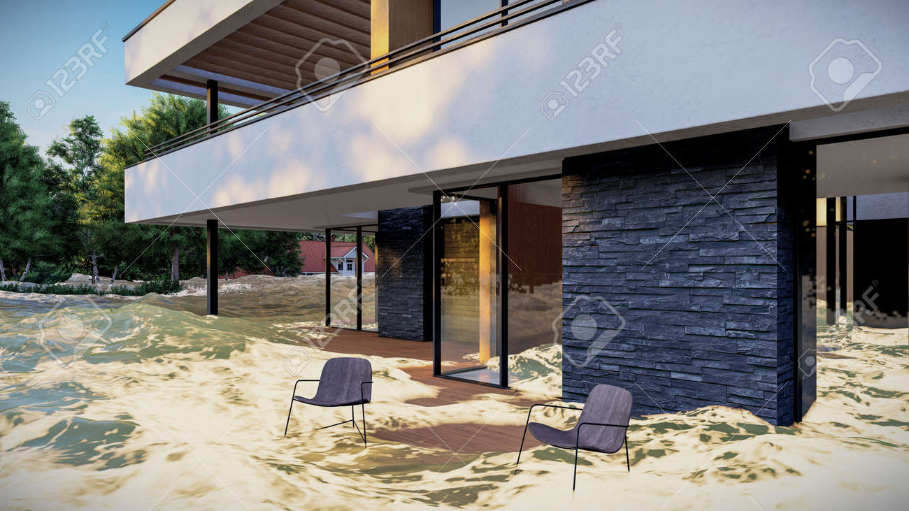 flooded road during a flood caused by heavy rain 3d rendering - 151565975 flooded road during a flood caused by heavy rain 3d rendering - 151565975