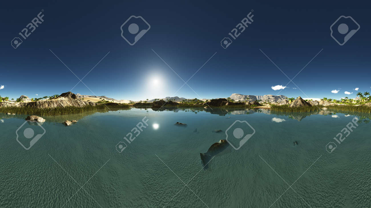 Arabic small town on desert in 360 panorama 3d rendering - 151548869 Arabic small town on desert in 360 panorama 3d rendering - 151548869