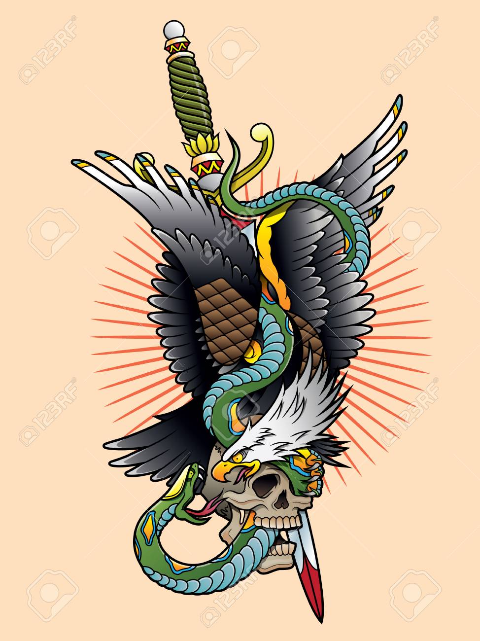 Una Imagen De Un águila Agarrando a Una Serpiente Para Alimentar a Sus  Hijos Ilustración del Vector - Ilustración de endangered, fuerza: 172833980, image size:974x1300