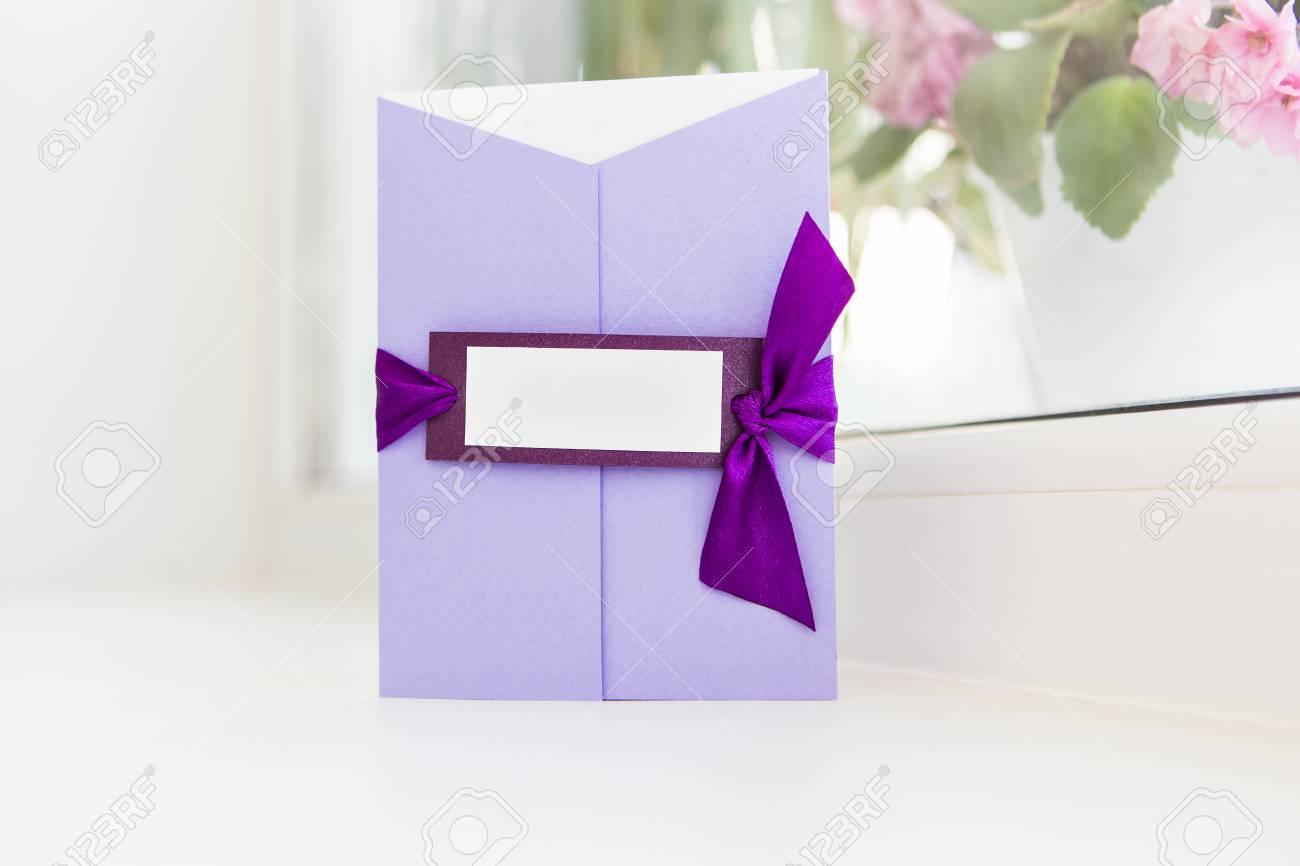 beautiful handmade wedding invitations with purple ribbon wedding invitations with purple ribbon