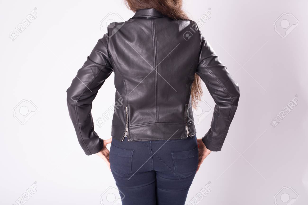black leather jacket back