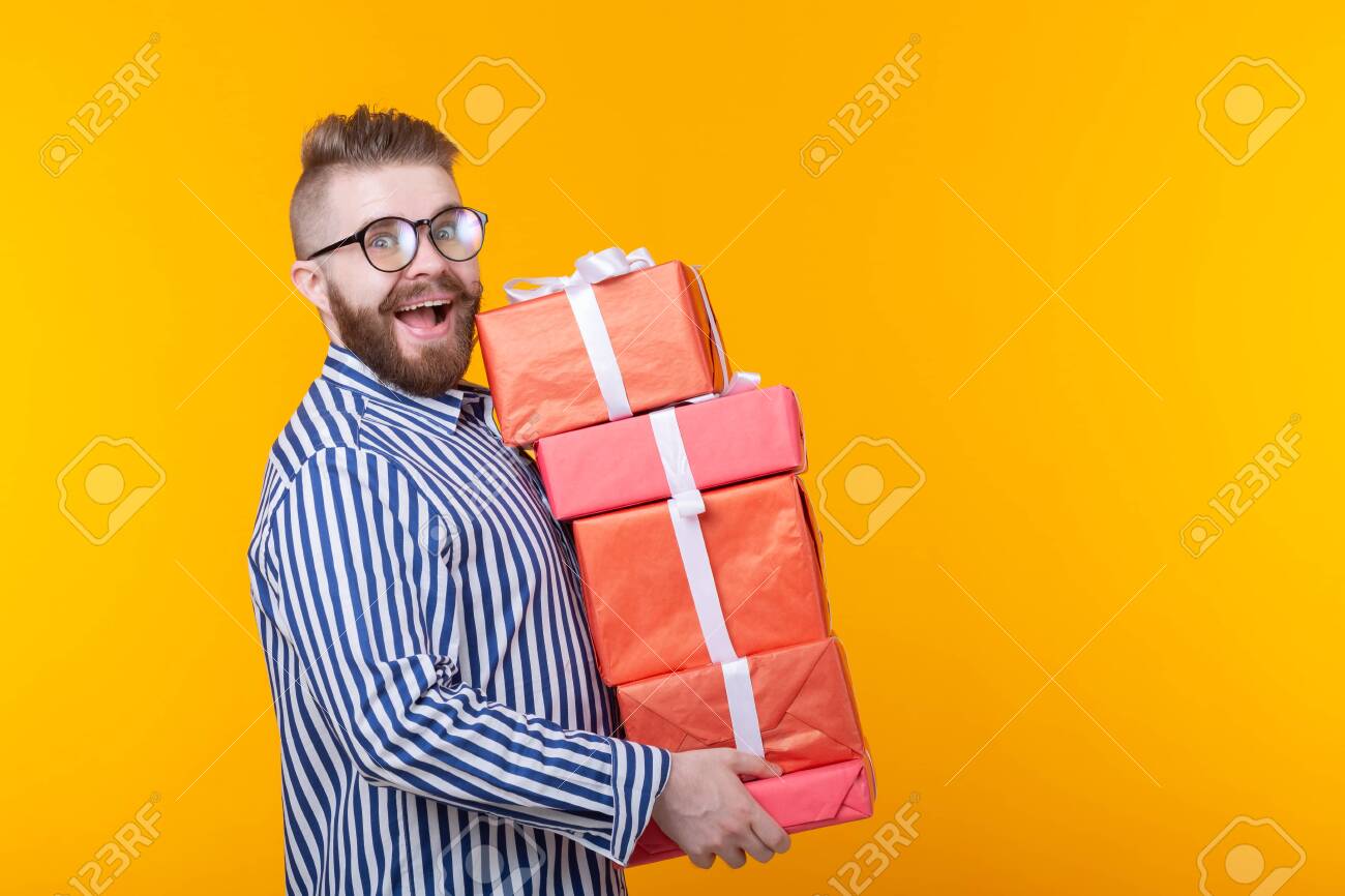 Bearded Man With Gifts Womens Day Spring Gift Bearded Man