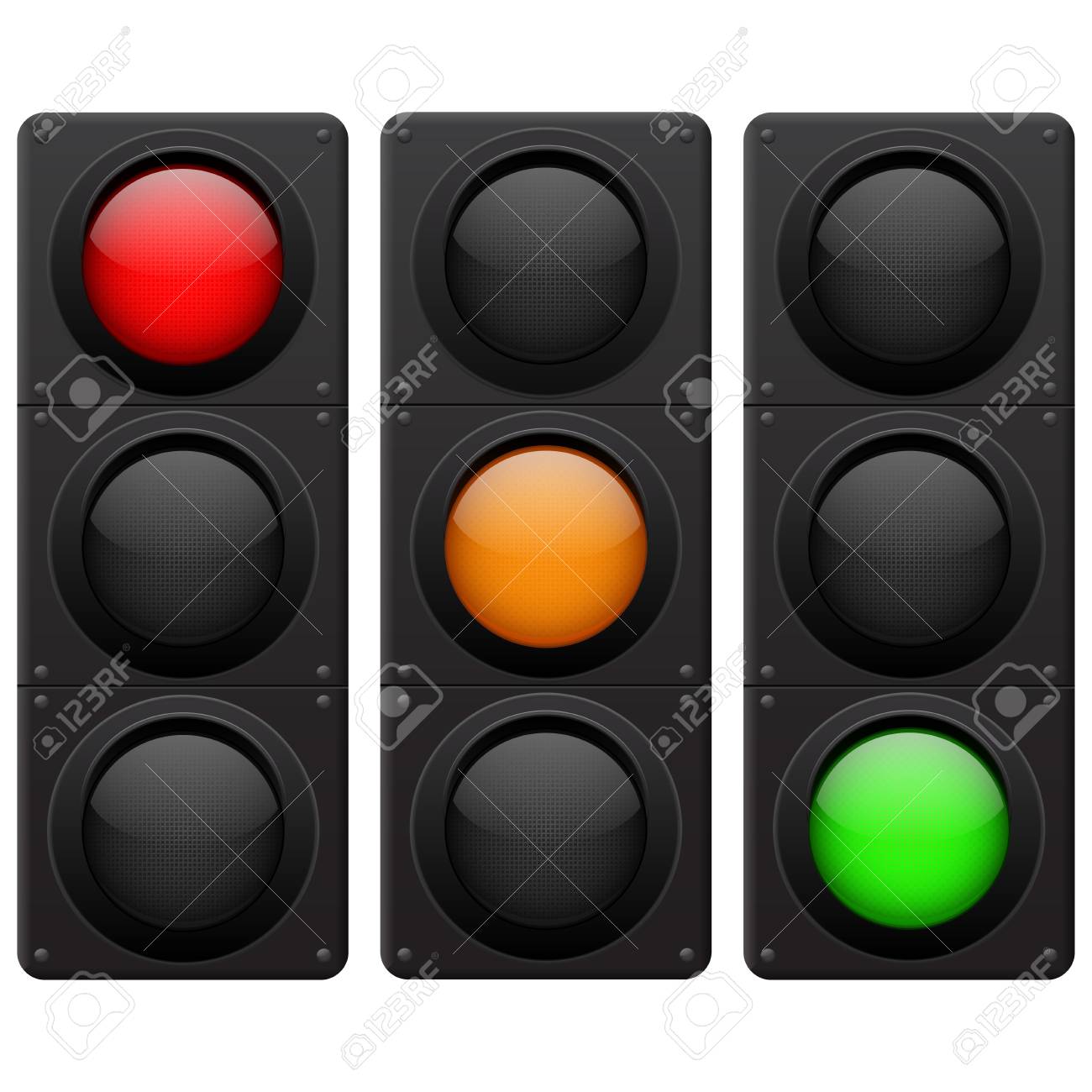 Traffic Lights Red Yellow Green Lamp On Royalty Free Cliparts Vectors And Stock Illustration Image