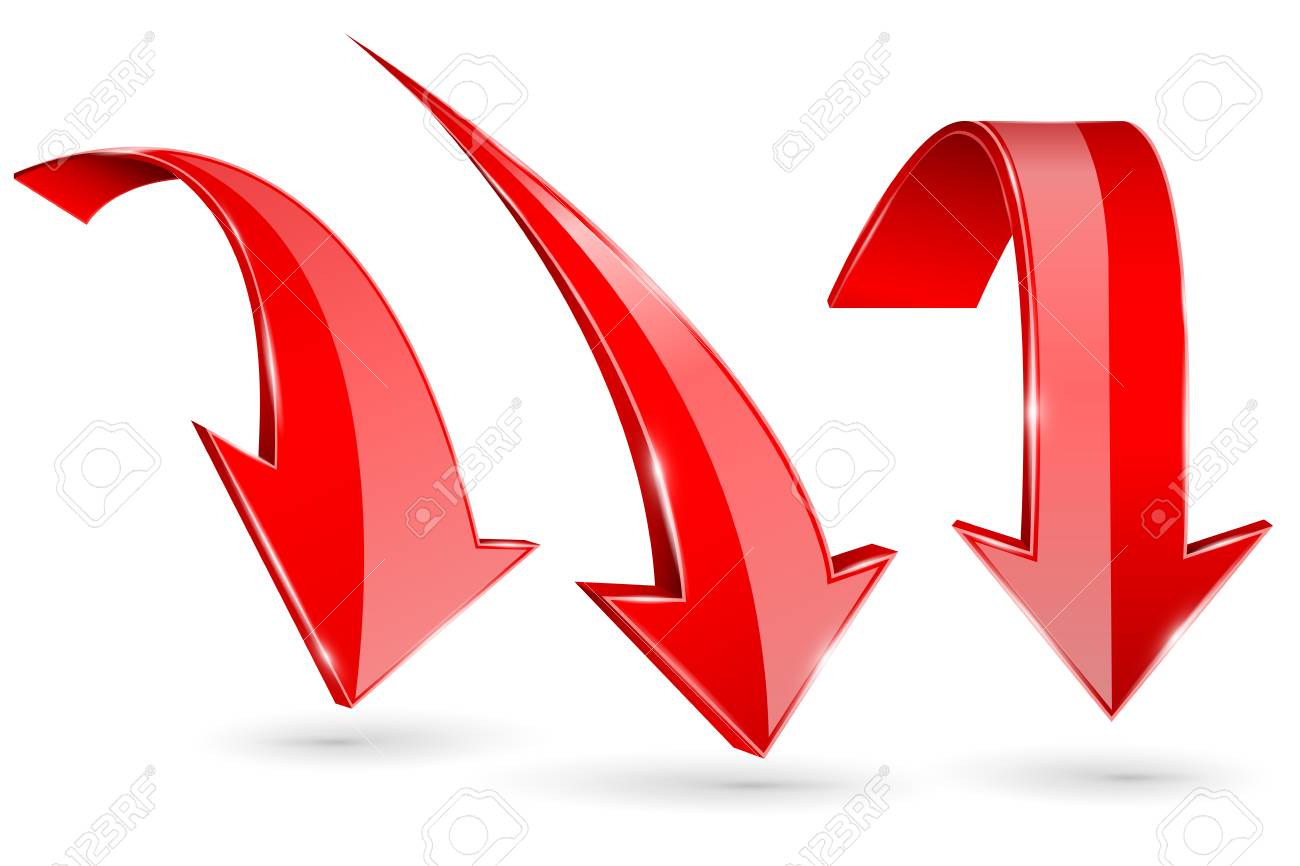Red Down Arrows. Vector 3d Illustration Royalty Free SVG, Cliparts, Vectors,  and Stock Illustration. Image 97610726., image size:1300x866
