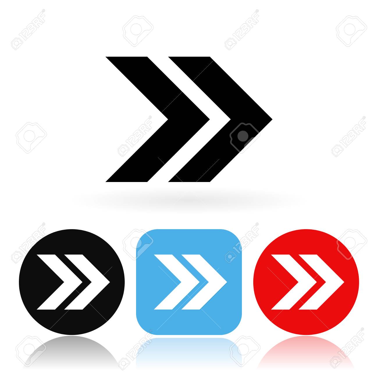 矢印アイコン 反射付きの色付きアイコン 白い背景にベクトルのイラストのイラスト素材 ベクタ Image