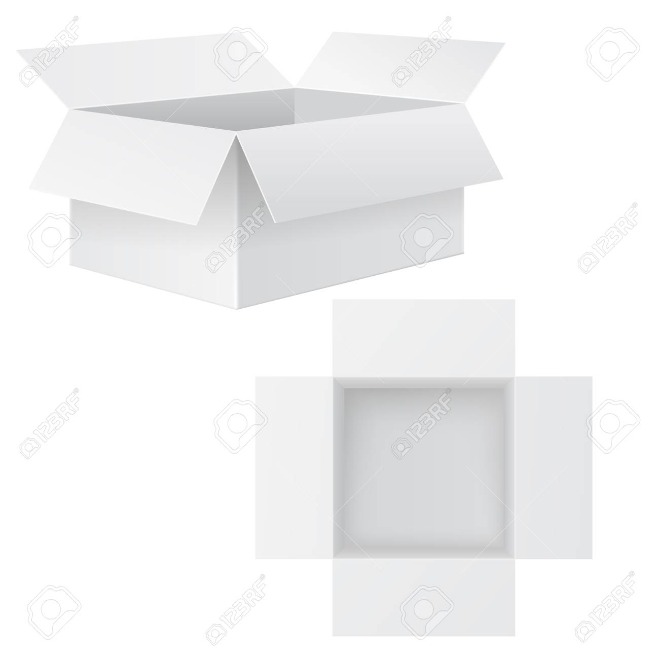 Download Open White Box Mockup Vector 3d Illustration Isolated On White Royalty Free Cliparts Vectors And Stock Illustration Image 109817557 PSD Mockup Templates