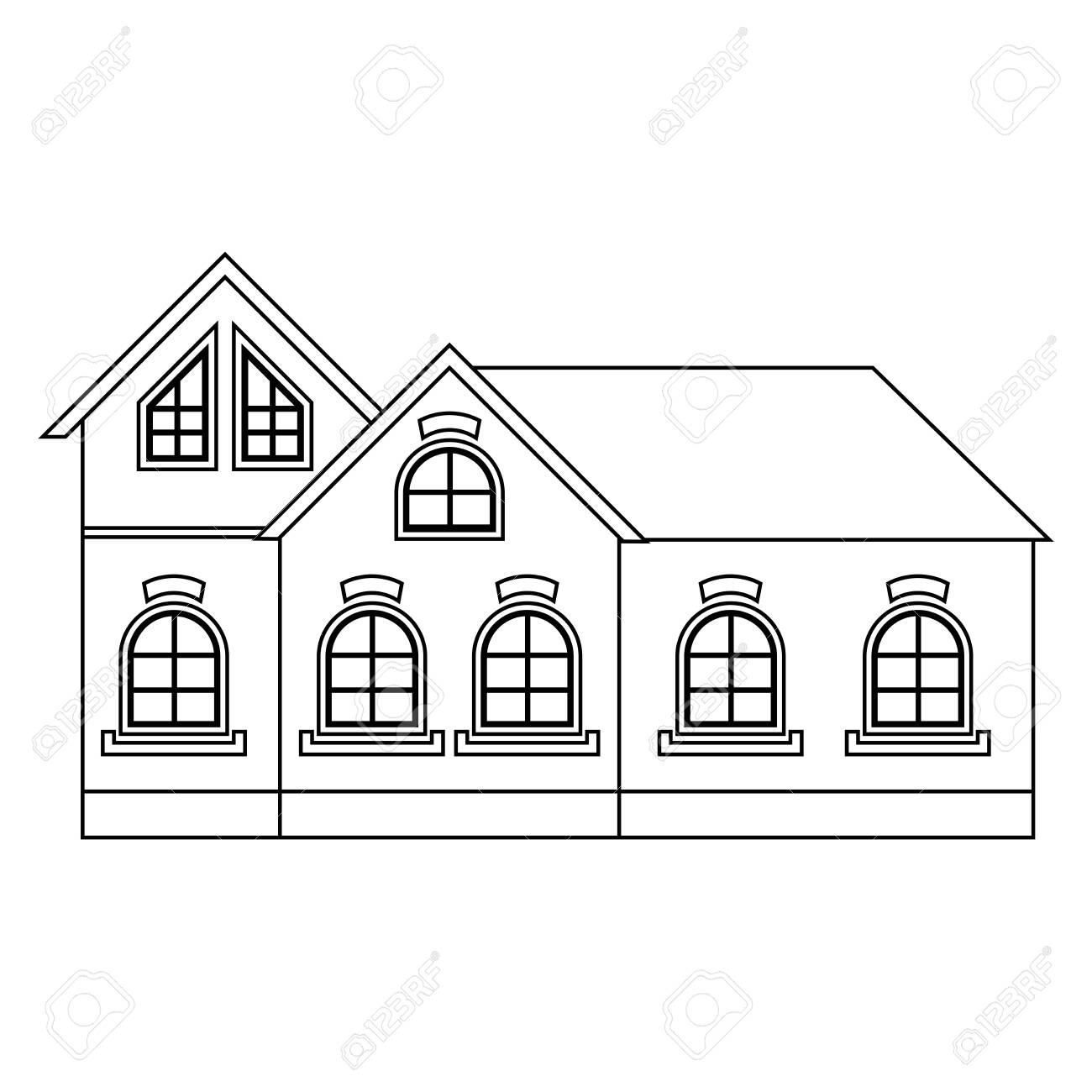 City Small Houses Outline Drawing Royalty Free Cliparts Vectors And Stock Illustration Image 137682150