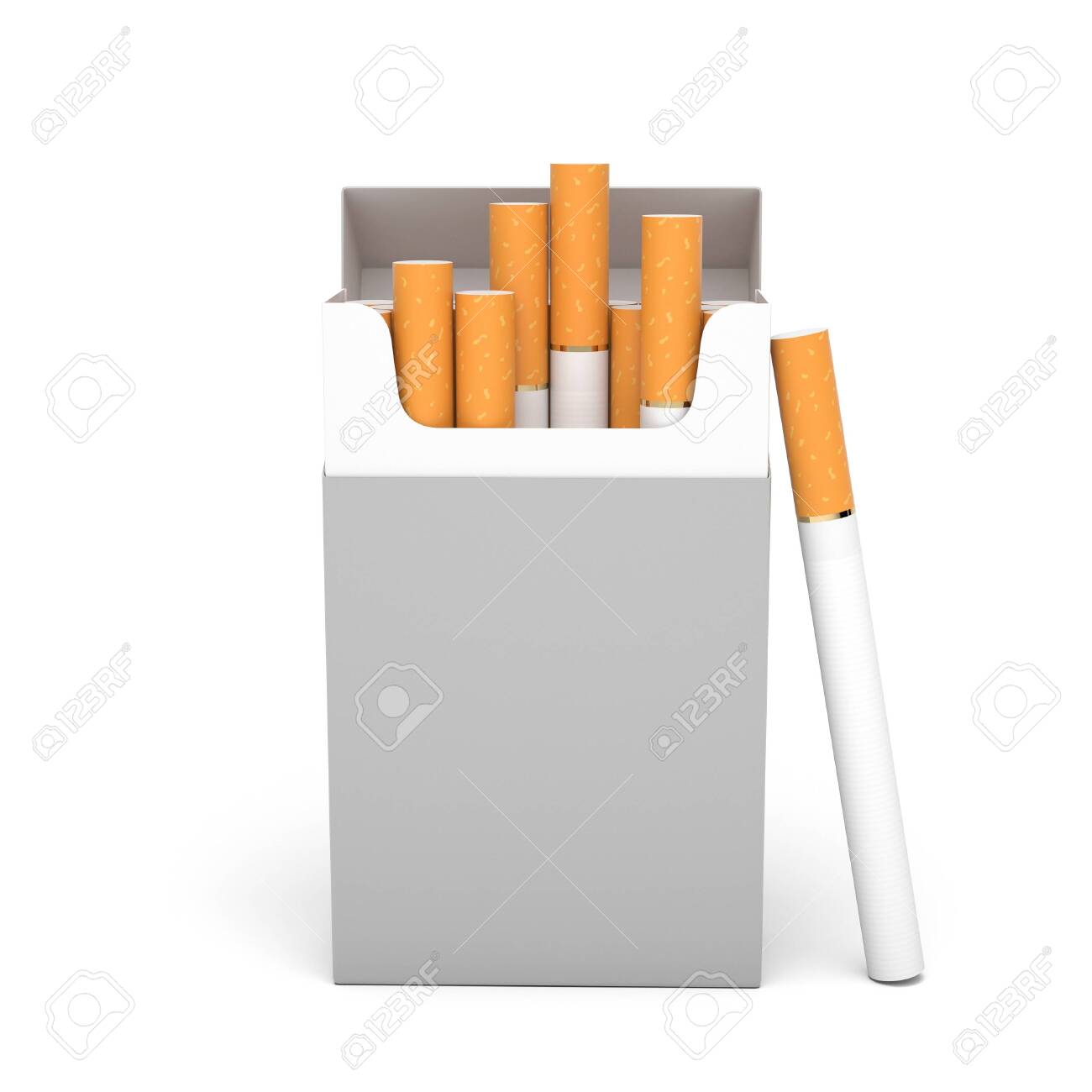 Blank pack of cigarettes. 3d rendering illustration isolated on white background - 150185976 Blank pack of cigarettes. 3d rendering illustration isolated on white background - 150185976