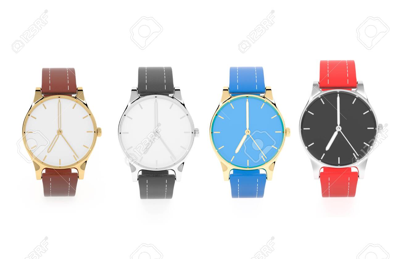 Modern watch. Colored set. 3d rendering illustration isolated on white background - 150520878 Modern watch. Colored set. 3d rendering illustration isolated on white background - 150520878