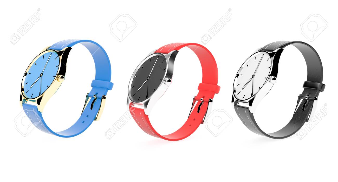 Modern watch. Colored set. 3d rendering illustration isolated on white background - 150520980 Modern watch. Colored set. 3d rendering illustration isolated on white background - 150520980
