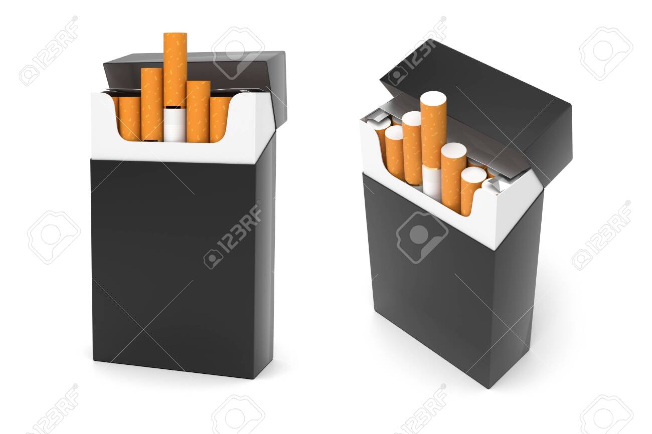 Black packs of cigarettes. 3d rendering illustration isolated on white background - 150524412 Black packs of cigarettes. 3d rendering illustration isolated on white background - 150524412