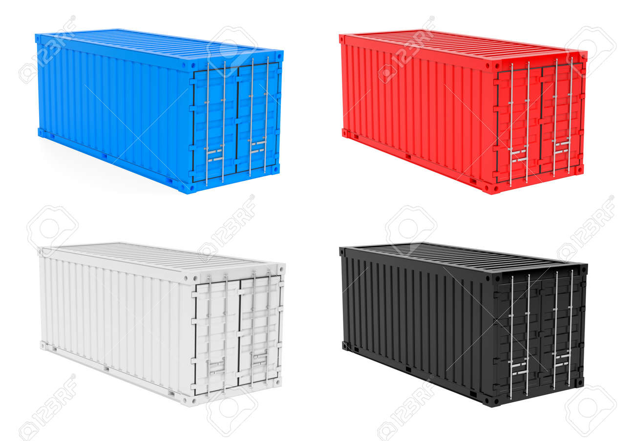 Shipping intermodal containers. Colored collection. 3d rendering illustration isolated on white background - 150526008 Shipping intermodal containers. Colored collection. 3d rendering illustration isolated on white background - 150526008