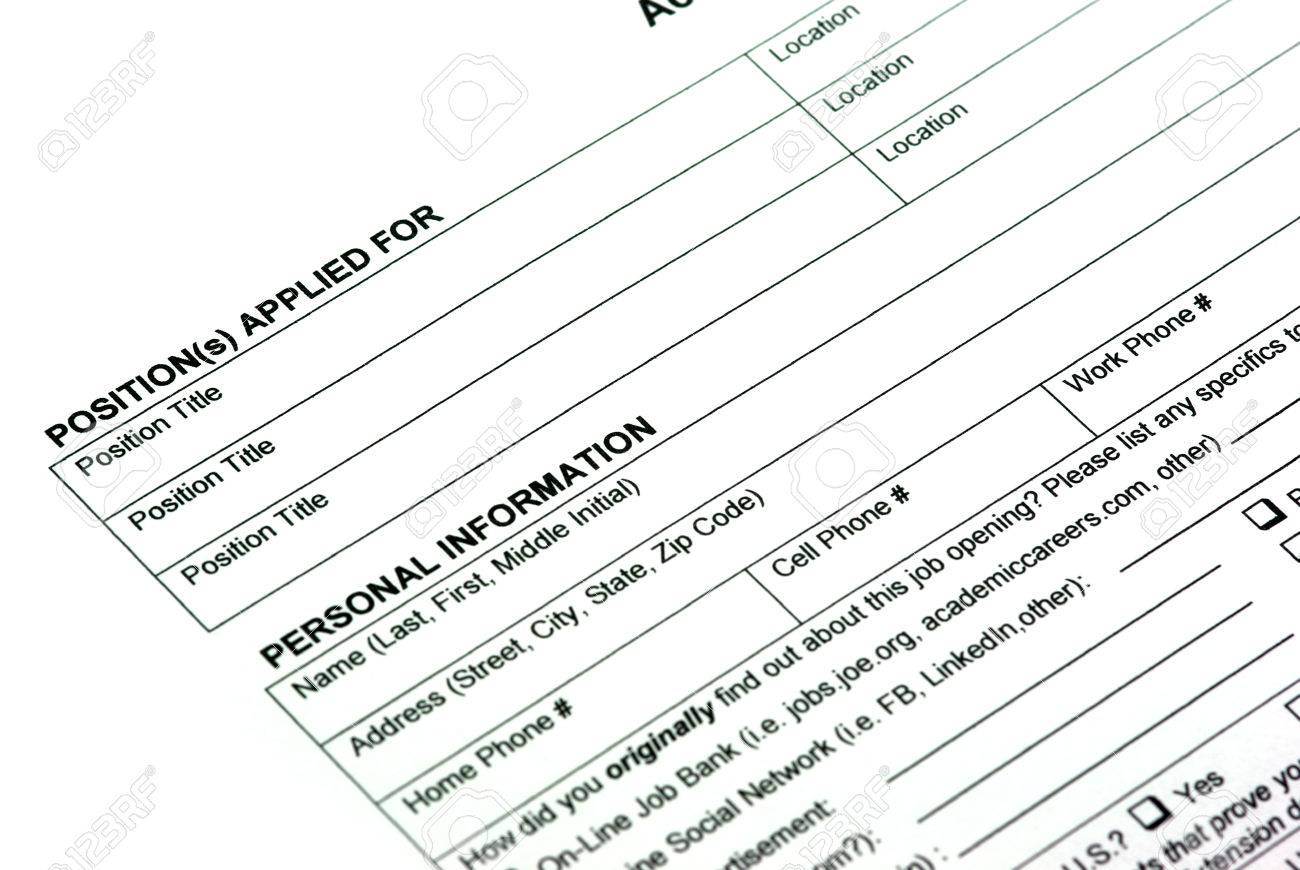 empty application form for a new job new job form