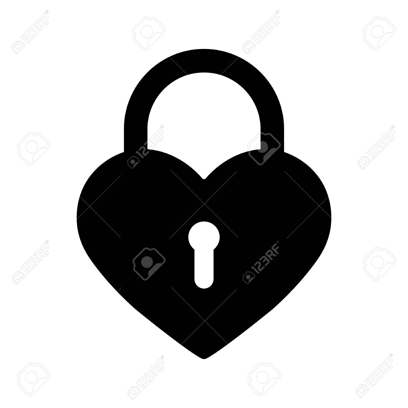 Silhouette Of The Heart In The Form Of A Closed Lock Simple