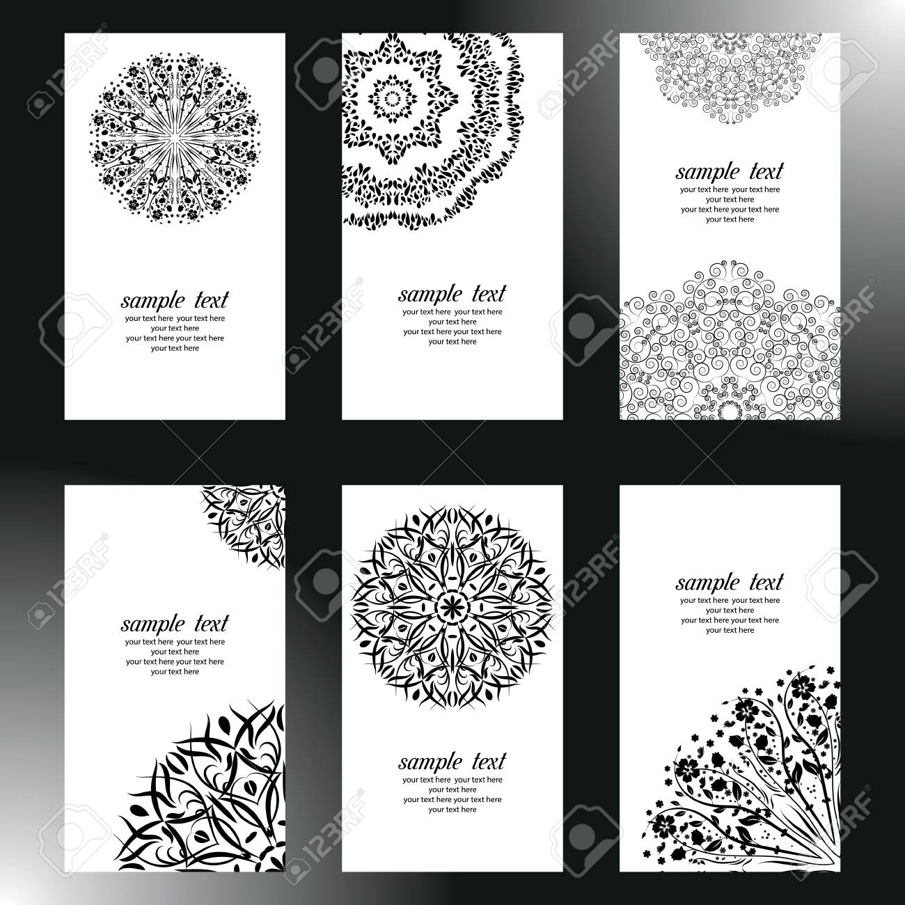 set of business card and invitation card templates with lace lace templates