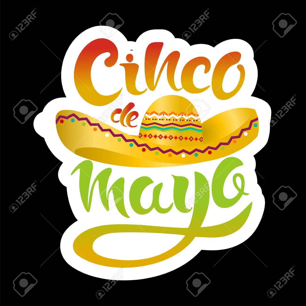 cinco de mayo poster template with sombrero on black background