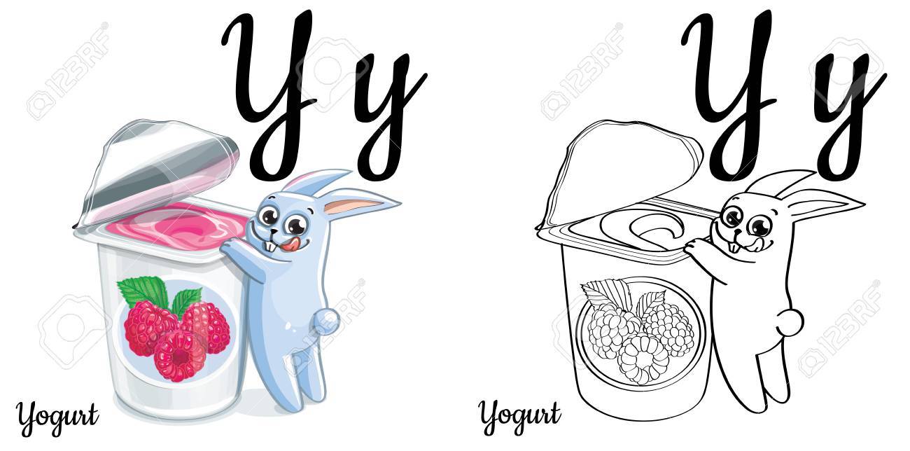 yogurt vector alphabet letter y coloring page royalty free