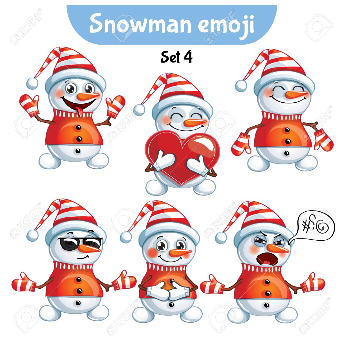 Vector set of cute snowman characters. Set 4 - 89937991 Vector set of cute snowman characters. Set 4 - 89937991