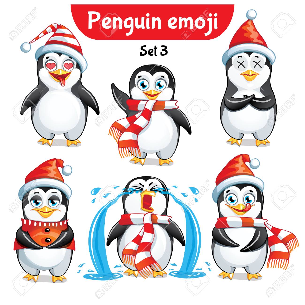 Set kit collection sticker emoji emoticon emotion vector isolated illustration happy character sweet, cute christmas penguin - 90041827 Set kit collection sticker emoji emoticon emotion vector isolated illustration happy character sweet, cute christmas penguin - 90041827
