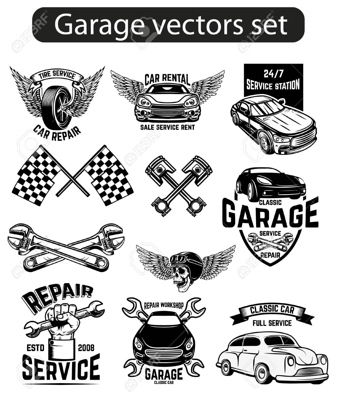 Motor Bike Repair Emblem Set For Motorcycle Repair Workshop Royalty Free  SVG, Cliparts, Vectors, and Stock Illustration. Image 146088336., image size:1095x1300