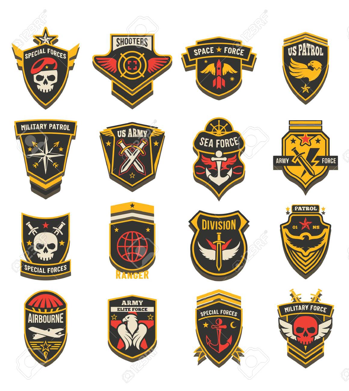 A Great Collection Of Army Badges, Ranks, Insignia Of Special Force. Royalty Free Cliparts, Vectors, And Stock Illustration. Image 146088337.