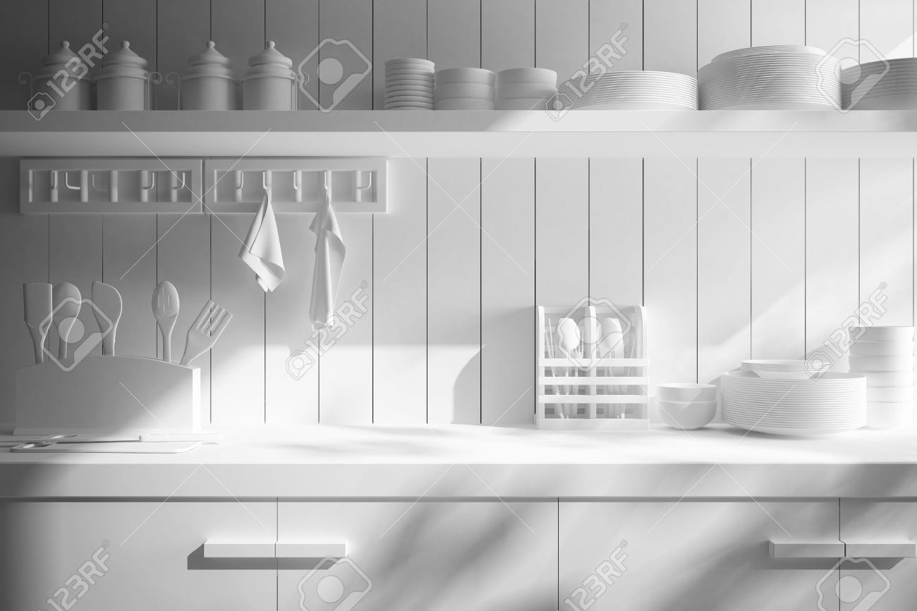 Closeup Of Counter And Kitchen Accessories Stock Photo Picture