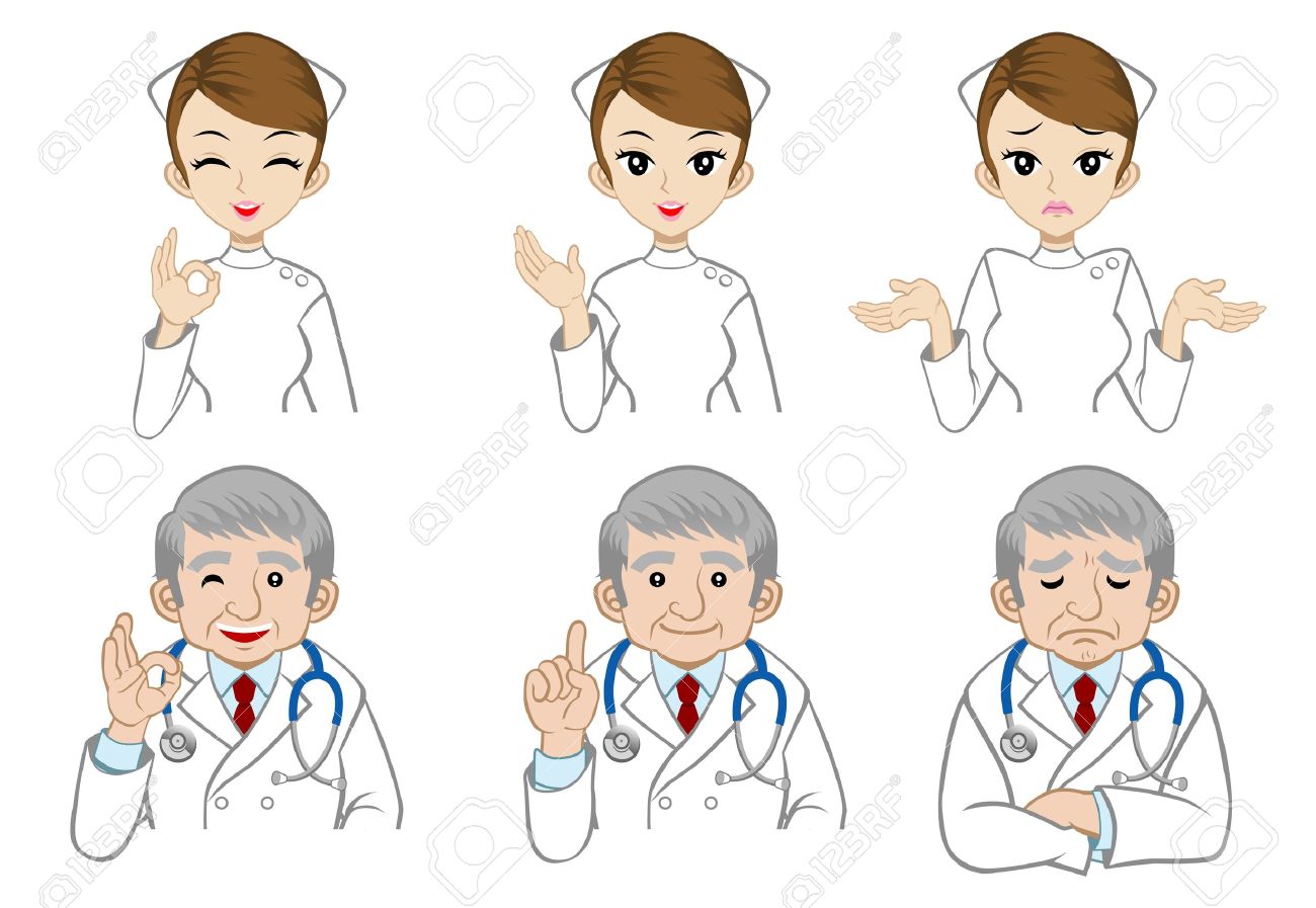 医師や看護師の顔の表情のイラスト素材 ベクタ Image