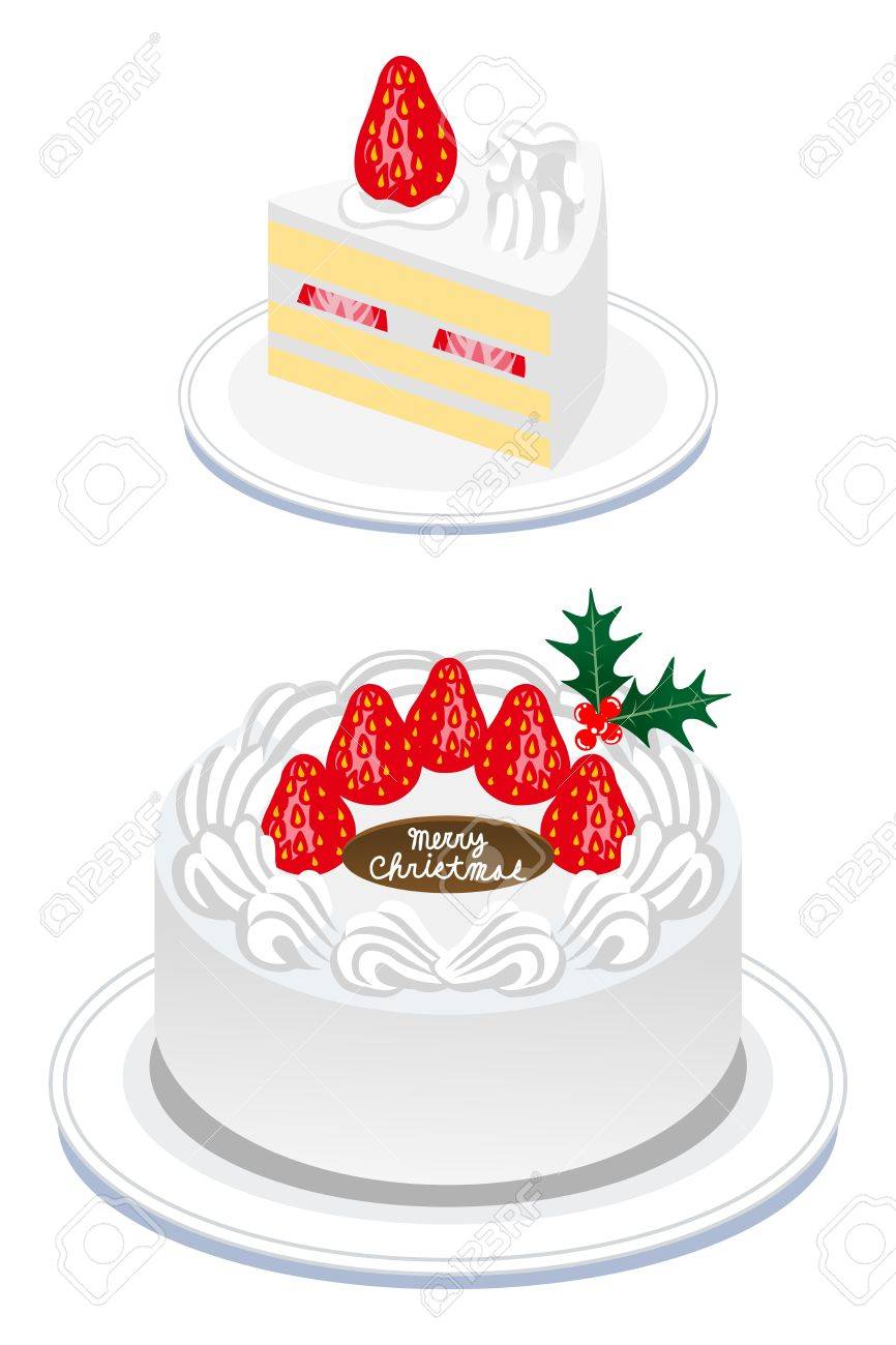 Christmas Cake Whole Cake And Cut Cake Royalty Free Cliparts Vectors And Stock Illustration Image