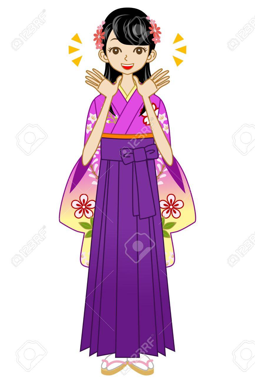 袴の女性は笑みを浮かべて のイラスト素材 ベクタ Image