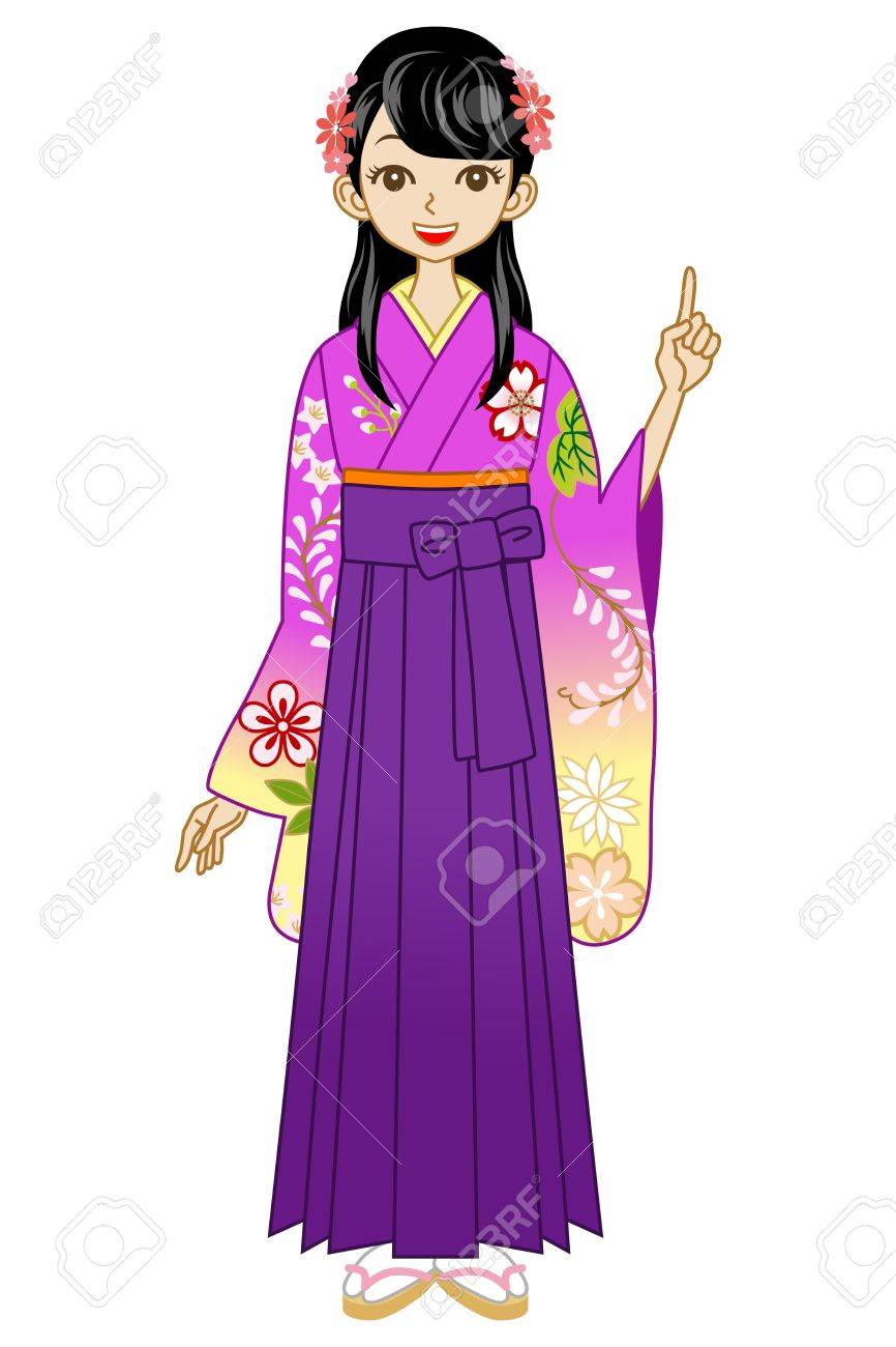 袴女ポイント のイラスト素材 ベクタ Image