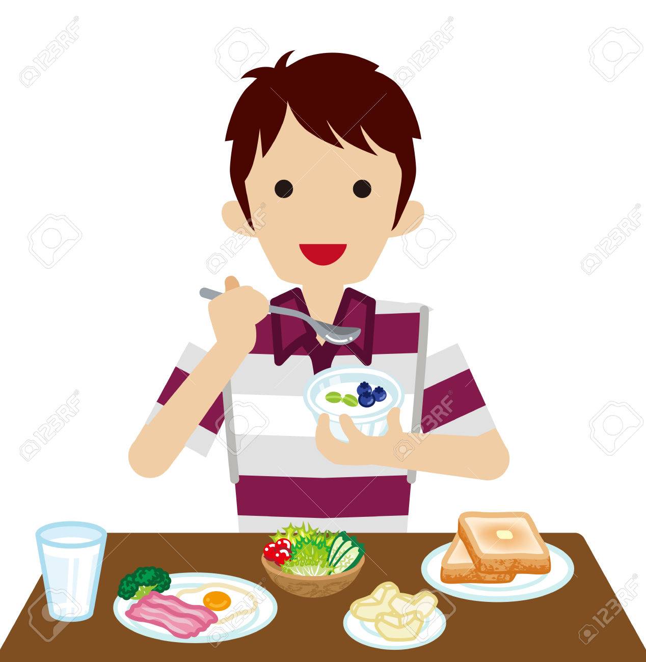Young Man Eating Breakfast Royalty Free SVG, Cliparts, Vectors, and Stock  Illustration. Image 72164613., image size:1268x1300