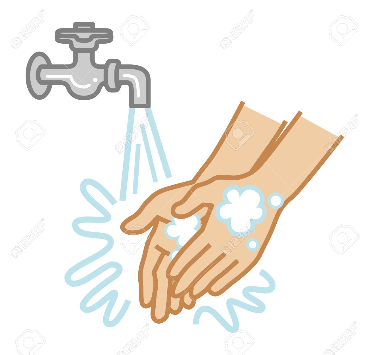 Hand washing concept art - Simple Cartoon style - 117371513 Hand washing concept art - Simple Cartoon style - 117371513