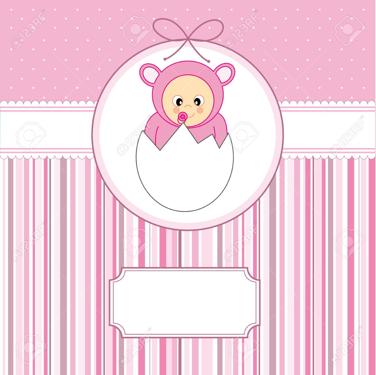 Bebe Fille Annonce L Arrivee De La Carte Bebe Dans Un Oeuf Clip Art Libres De Droits Vecteurs Et Illustration Image