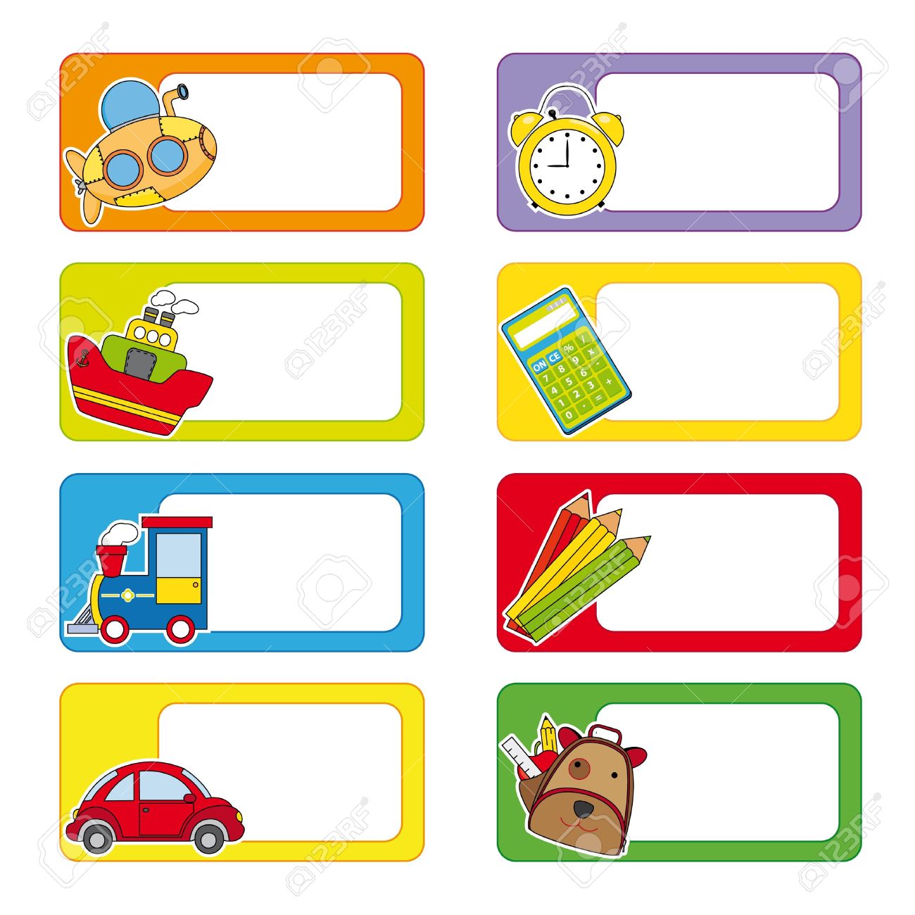 Schule Etiketten Aufkleber Verkehrsmitteln Und Gegenstanden Fur Die Schule Lizenzfrei Nutzbare Vektorgrafiken Clip Arts Illustrationen Image