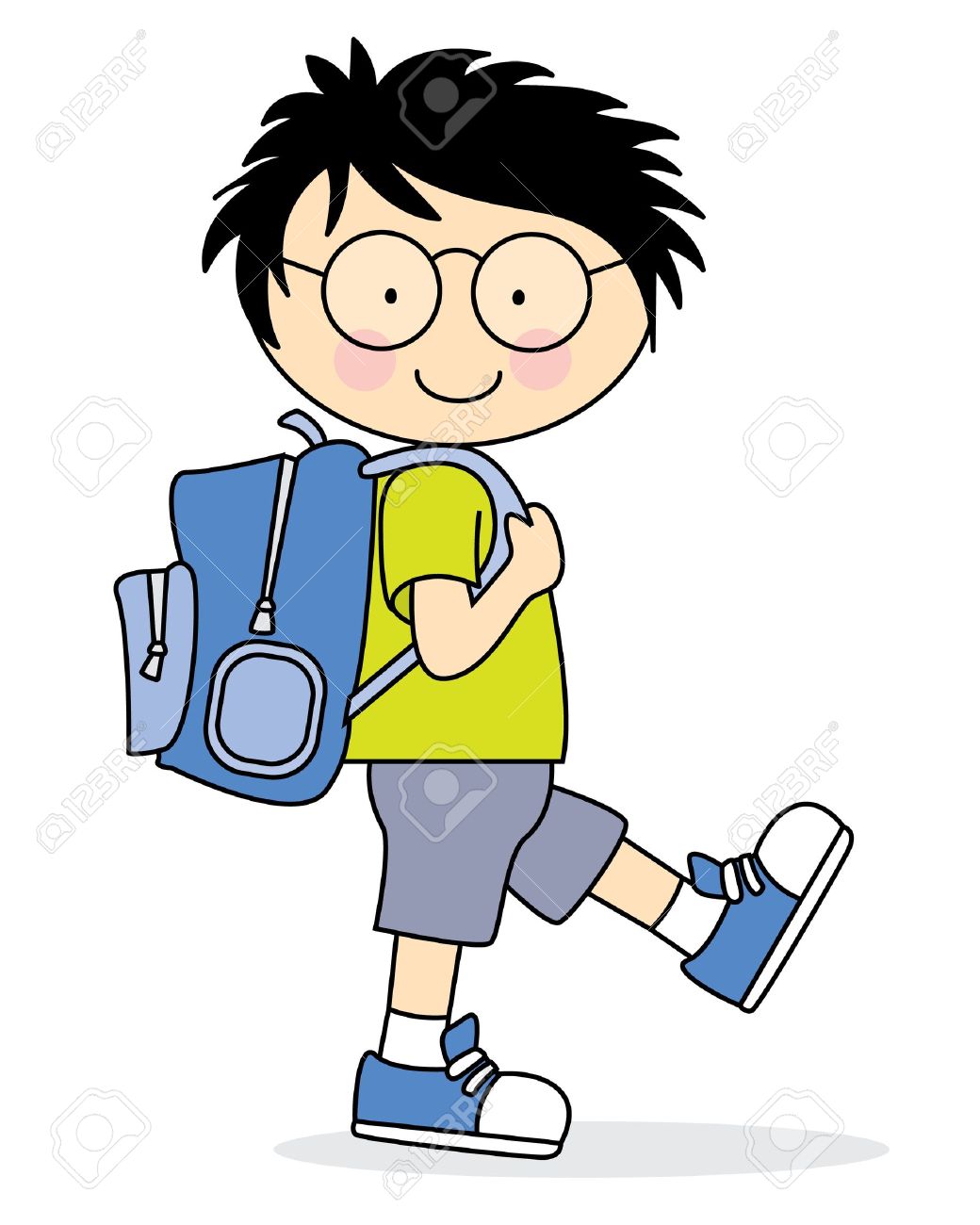 Enfant Qui Va A L Ecole Avec Un Sac A Dos Clip Art Libres De Droits Vecteurs Et Illustration Image