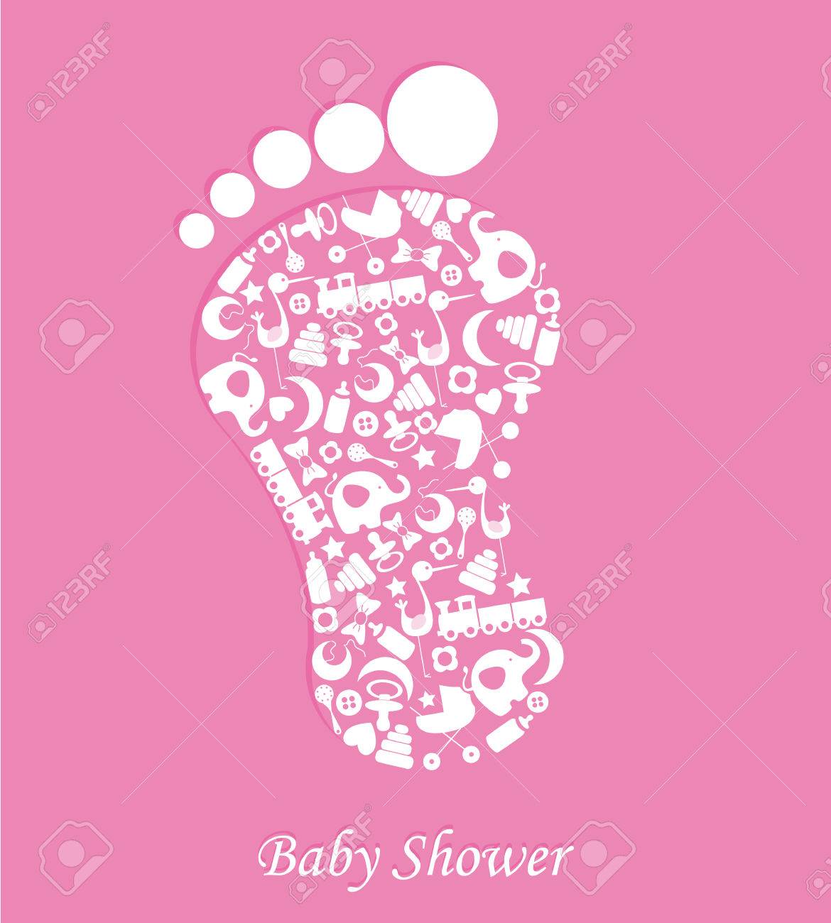 baby girl birth card foot with baby icons royalty free cliparts birth of baby girl