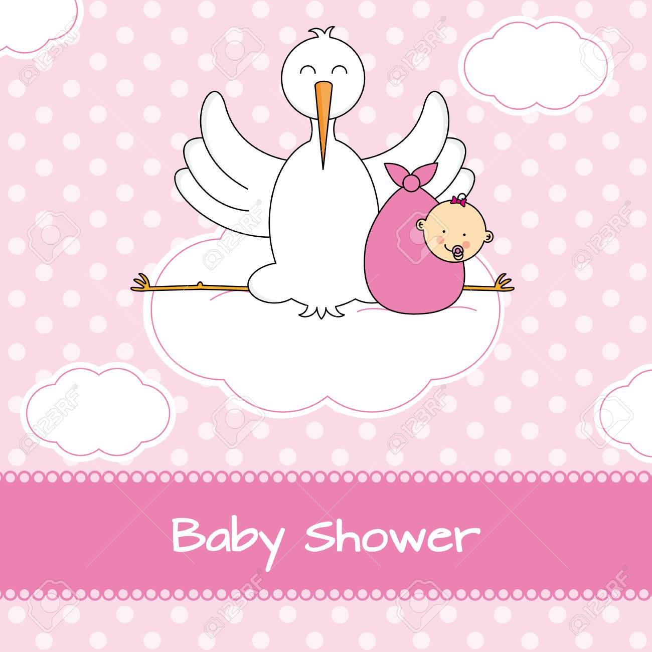 Carte De Bebe Fille Arrivee Annonce Clip Art Libres De Droits Vecteurs Et Illustration Image