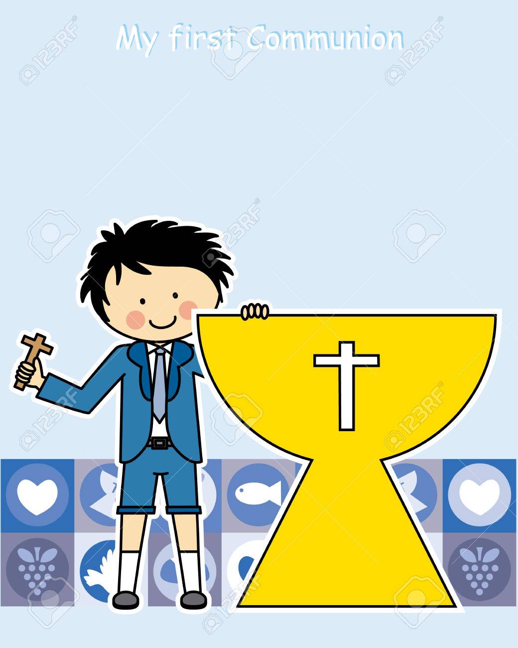 boy first communion invitation card royalty free cliparts vectors