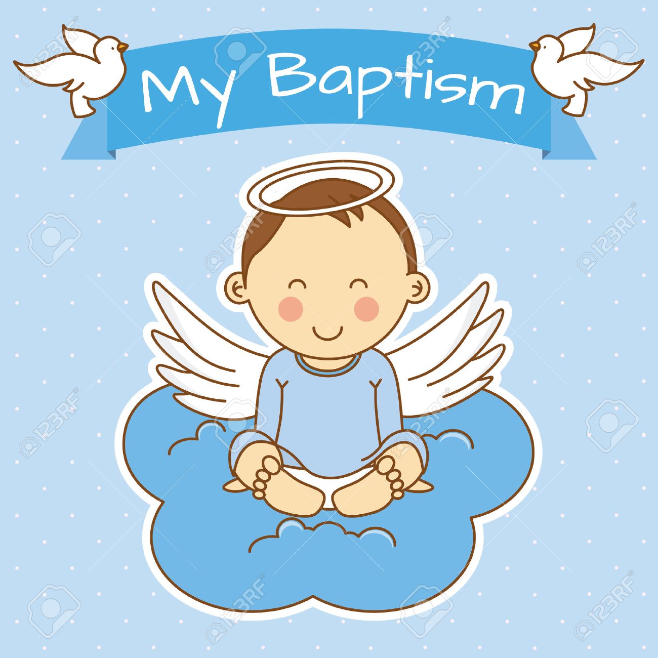 angel wings on a cloud boy baptism royalty free cliparts vectors