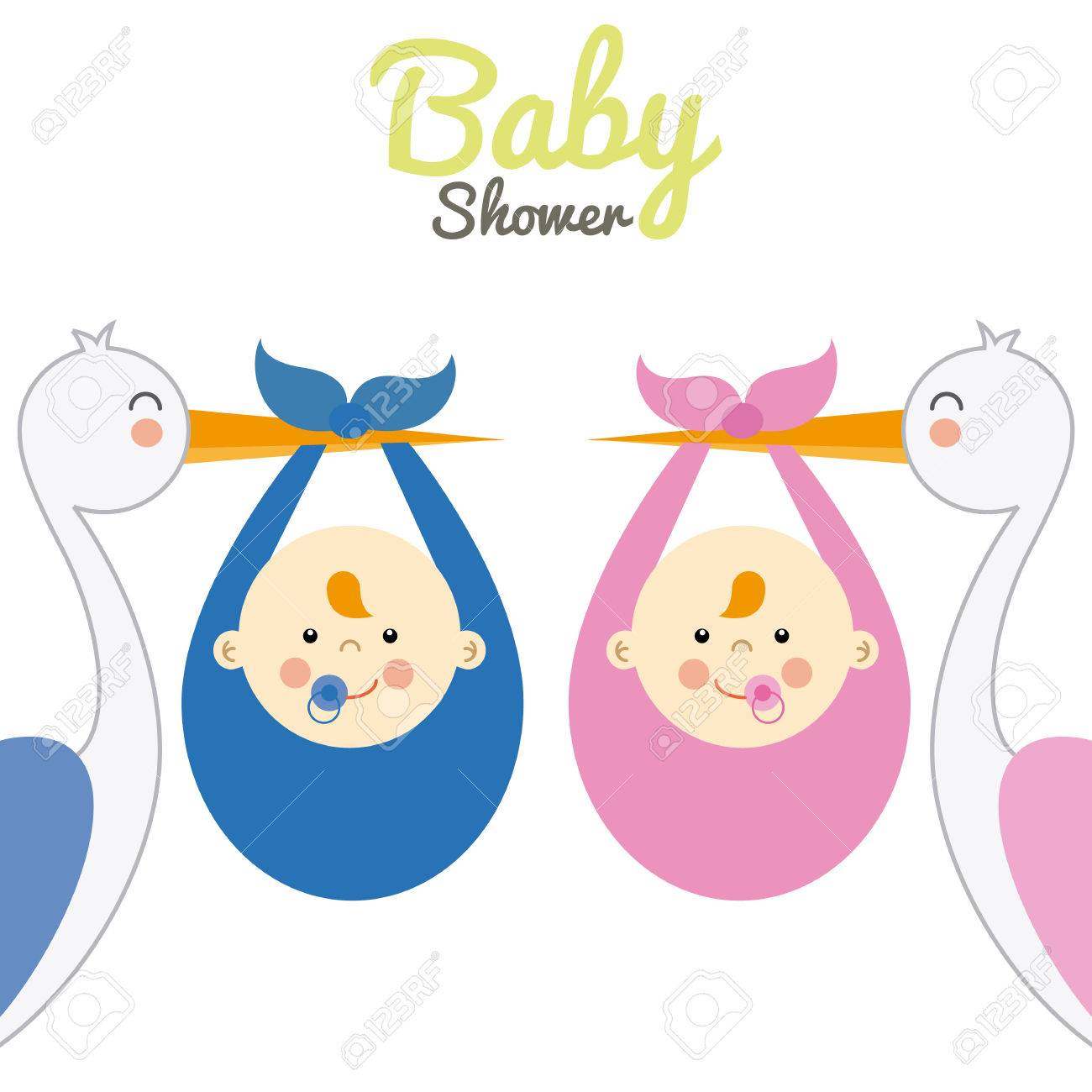 Twins Baby Shower Royalty Free Cliparts