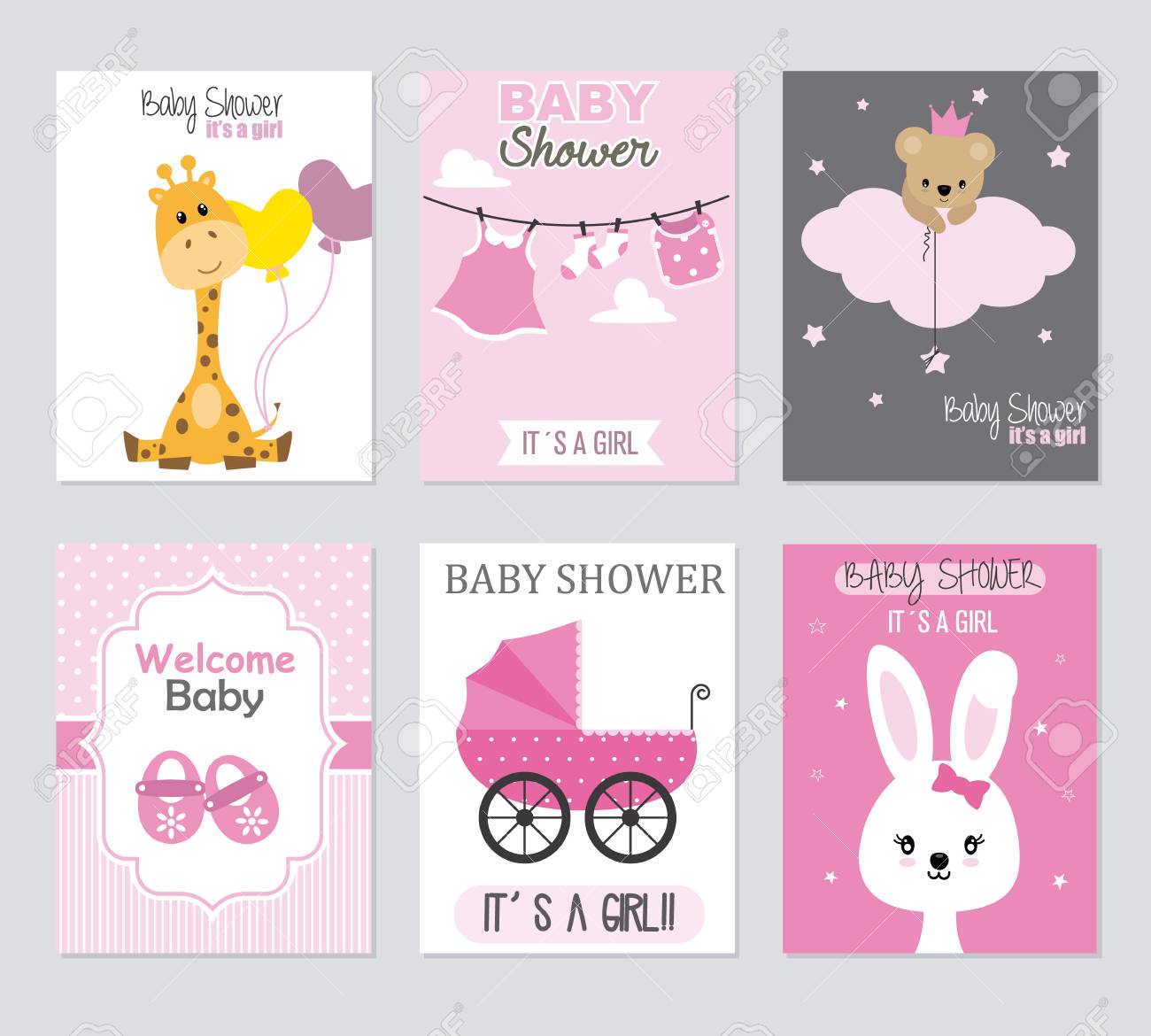baby shower invitations set of 6 baby girl cards royalty free welcome baby girl invitations