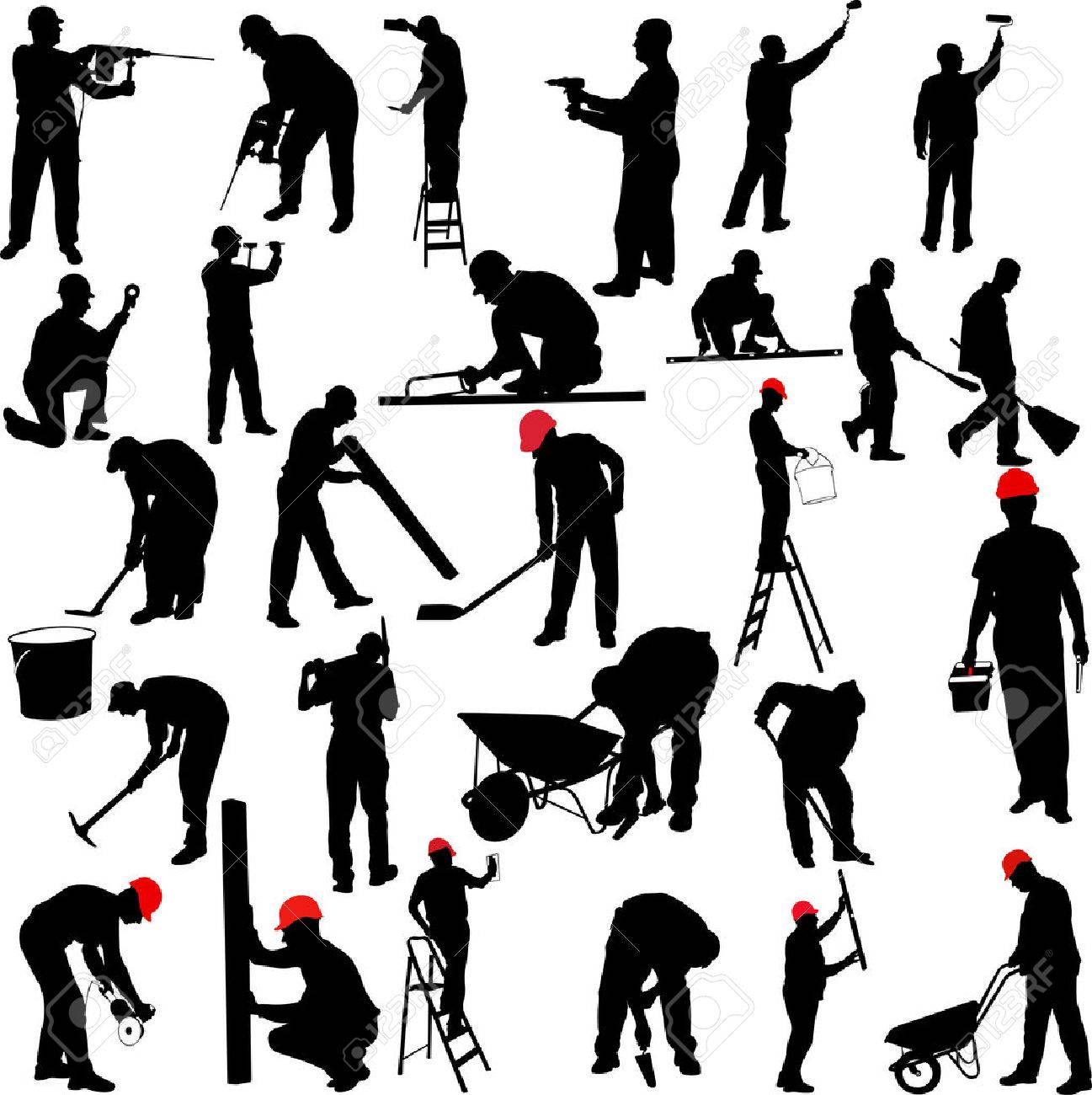 construction workers silhouettes collection - vector - 35982308 construction workers silhouettes collection - vector - 35982308