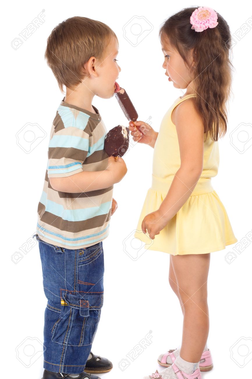 Little Boy Eating Girls Chocolate Ice Cream Stock Photo 10041512 Little Boy Eating Girls Chocolate Ice Cream Stock Photo 10041512