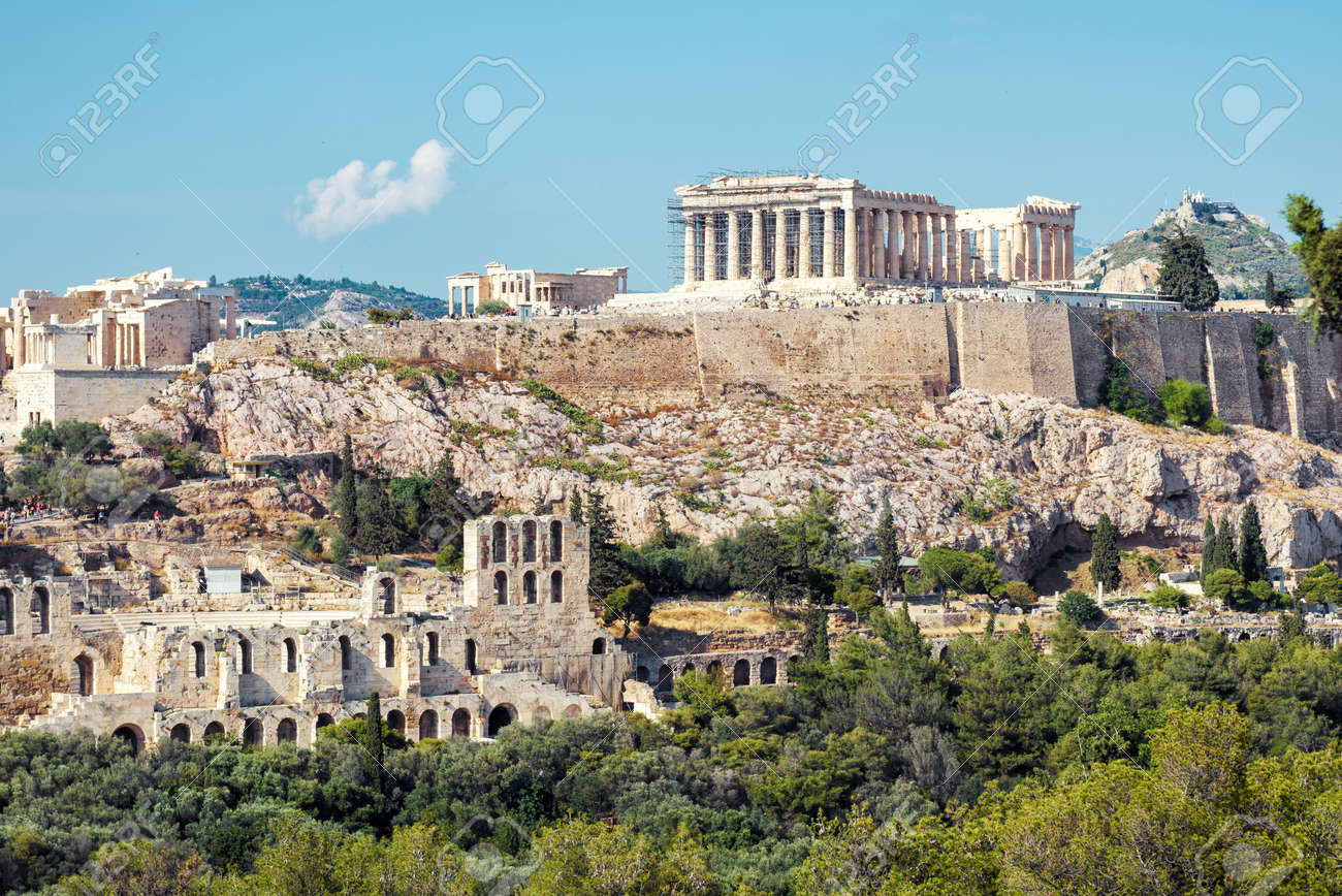ギリシャ、アテネのアクロポリスの美しい景色。アクロポリスの丘