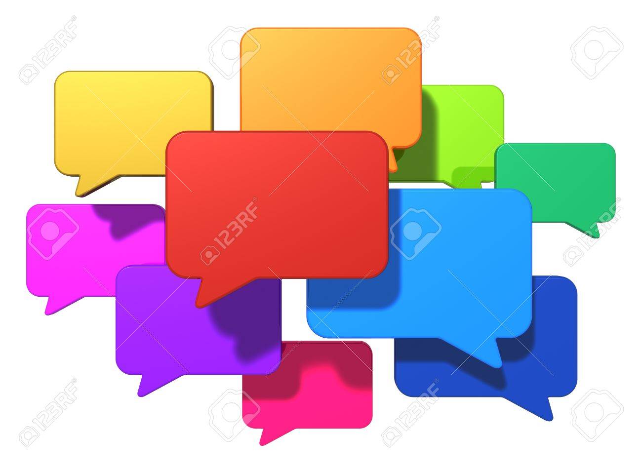 Creative social networking media, web chat, online messaging and internet communication concept group of glossy colorful speech bubbles or balloons isolated on white background - 20664289 Creative social networking media, web chat, online messaging and internet communication concept group of glossy colorful speech bubbles or balloons isolated on white background - 20664289